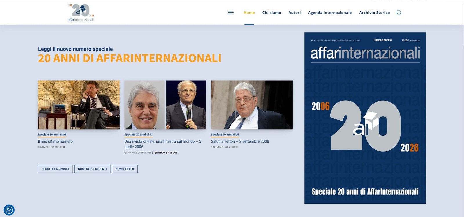 Anteprima homepage del sito Affariinternazionali.it